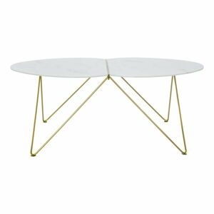 Konferenční stolek s dekorem mramoru a podnožím ve zlaté barvě RGE Ant, délka 116 cm