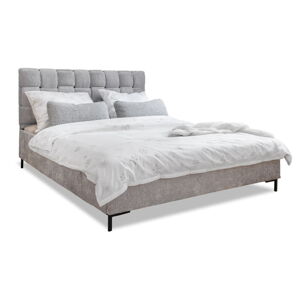 Světle šedá čalouněná dvoulůžková postel s roštem 160x200 cm Eve – Miuform