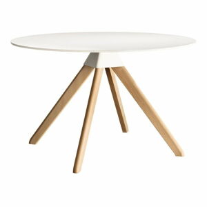 Bílý jídelní stůl s podnožím z bukového dřeva Magis Cuckoo, ø 120 cm