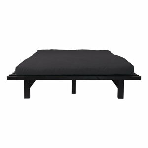 Dvoulůžková postel z borovicového dřeva s matrací Karup Design Blues Double Latex Black/Black, 180 x 200 cm