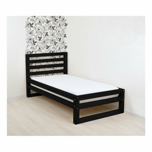 Černá dřevěná jednolůžková postel Benlemi DeLuxe, 200 x 120 cm